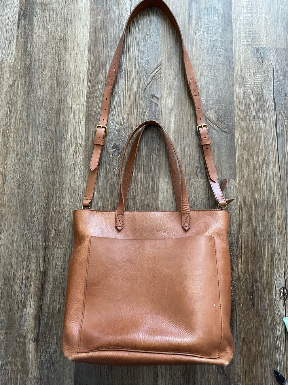 Madewell Leather Large zipper Tote in English Saddle